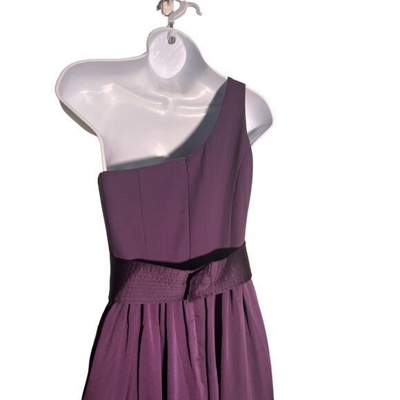 WHITE by VERA WANG One Shoulder Bridesmaid Dress Amethyst Size 0 Belted Slit - Picture 7 of 11